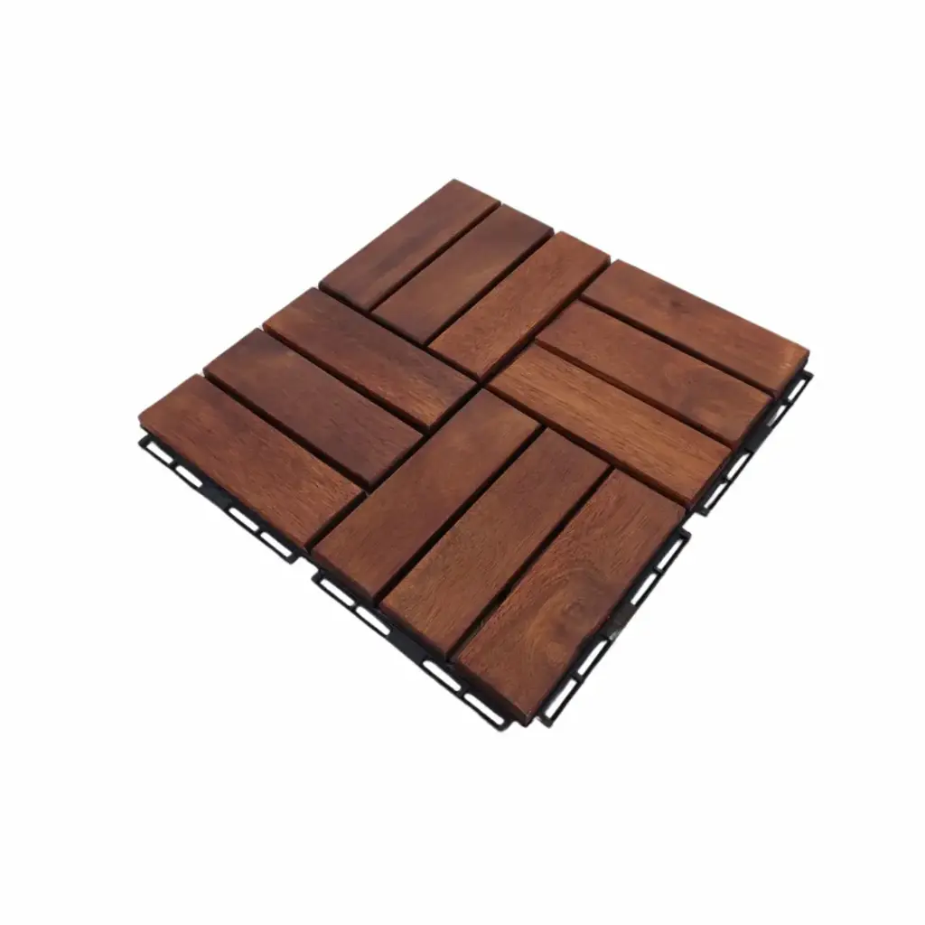 9er-Set Massivholz-Klickfliese aus Akazienholz, ca. 30 x 30 cm - Braun geölt