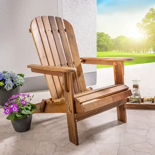 [1199321-195592] klappbarer Liegestuhl Adirondack aus Akazie, ca. 84 x 69 x 93 cm - Braun