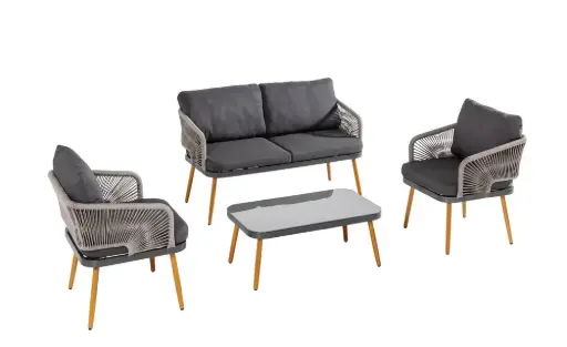 [1199154-195419] Loungemöbel-Set 12tlg. Rope mit Polsterauflagen - Grau